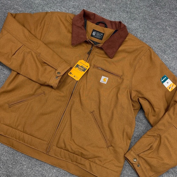 Carhartt Detroit Jacket Mens XL Brown Blanket Lined Duck Canvas